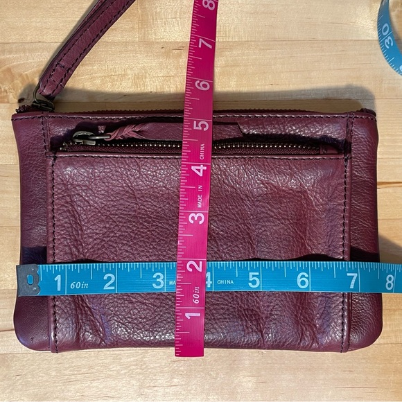 Rock Paper Scissors Burgundy Leather Small Wristlet - Picture 10 of 10
